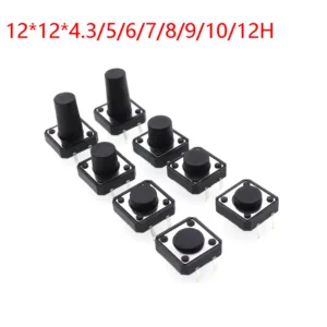 50 ชิ้น/ล็อต 12*12*4.3/5/6/7/8/9/10/11/12 มม.Tact สวิทช์ปุ่มกด 12V ทองแดง 4PIN DIP Micro สวิทช์สําหรับทีวี/ของเล่น/ใช้ในบ้านปุ่ม