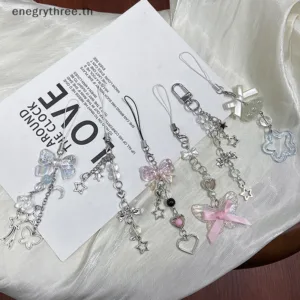 < Th & Fashion > 1PC น่ารักผีเสื้อลูกปัด Handmade Sweet Girl พวงกุญแจสําหรับกล้อง IP 11 Kawaii Y2K Love Five Pointed Star โทรศัพท์ Ch จี้