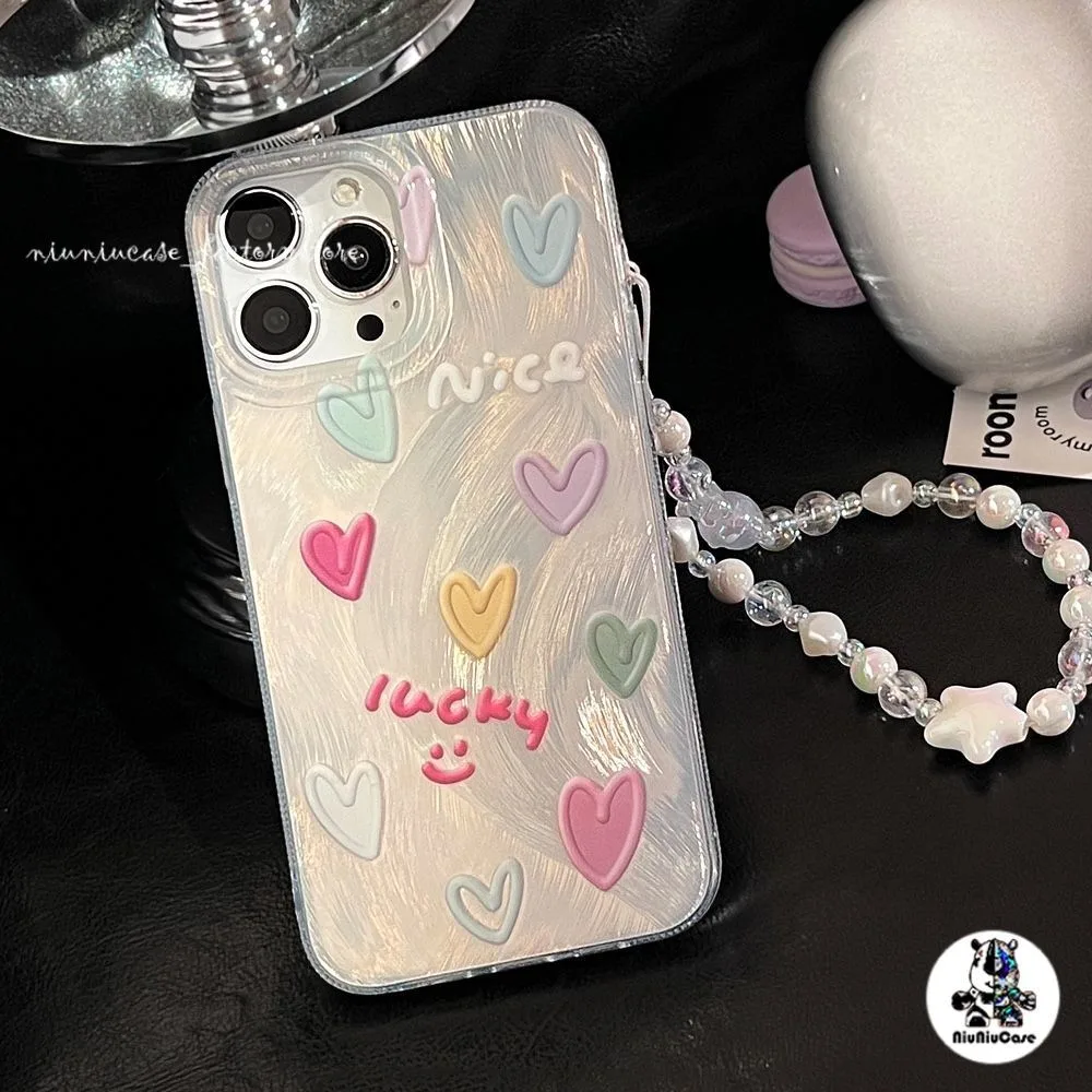 เคสไอโฟน11 13 15 เคส Feather Laser Heart Pattern Case For iPhone 11 12 13 14 15 Pro X XR XS MAX 7 8 Plus SE เคสโทรศัพท์