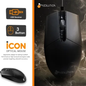 Neolution Mouse ICON Black เมาส์มีสาย เมาส์ทำงาน สีดำ ประกัน 2 ปี *ของแท้ ประกันศูนย์*