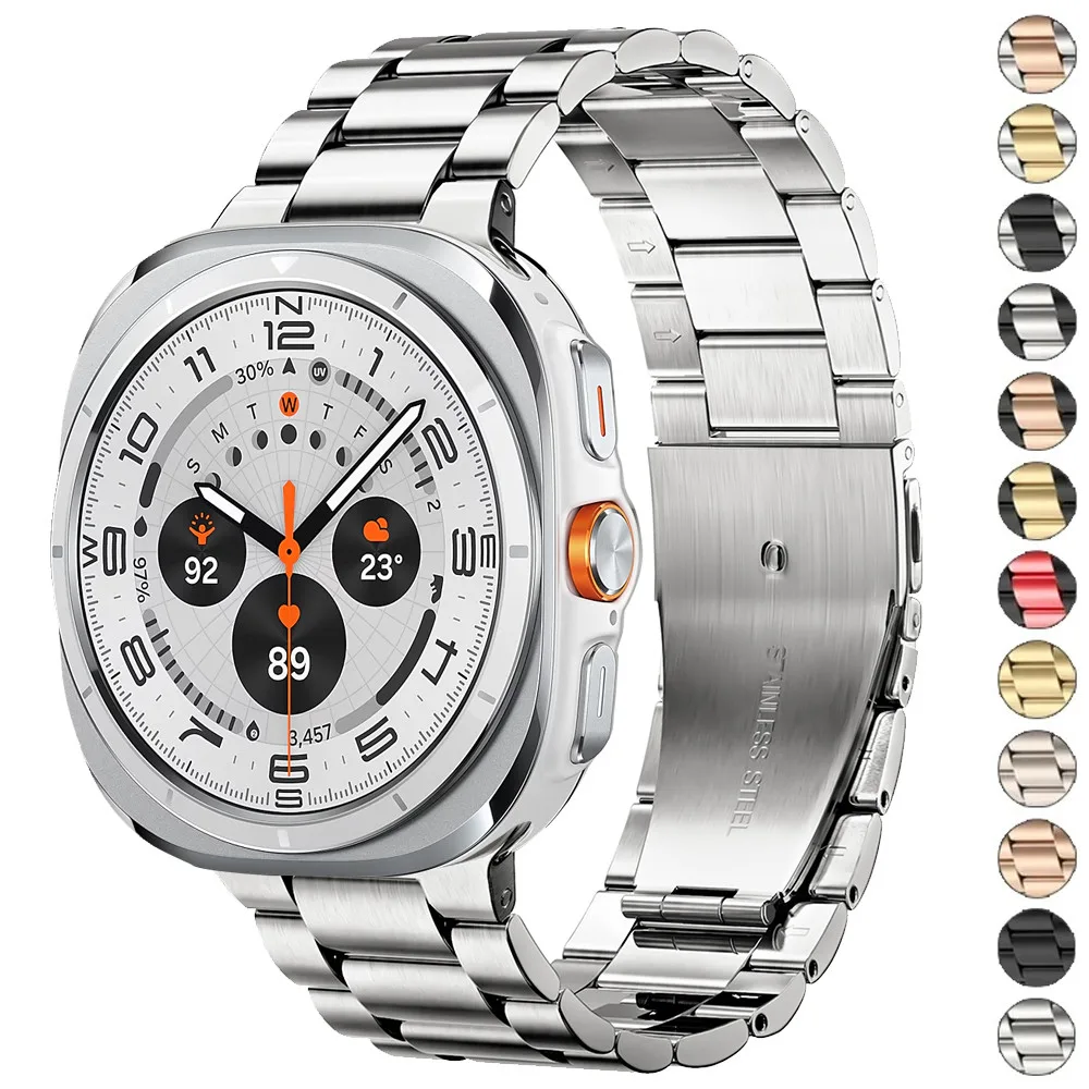 Quick Fit สายสแตนเลสสําหรับ Samsung Galaxy Watch Ultra 47 มม.ไม่มีช่องว่างสร้อยข้อมือโลหะสําหรับ Galaxy Watch 7 เปลี่ยน Correa