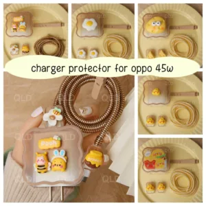 แฟชั่นสีชมพู OPPO 45W Charger Protector สําหรับ OPPO A60 รุ่น VCB4JAUH Realme 12 5g TYPE C พอร์ตขนาดกะทัดรัดอะแดปเตอร์ชาร์จไฟพร้อม Anti Breaking Cable Protector