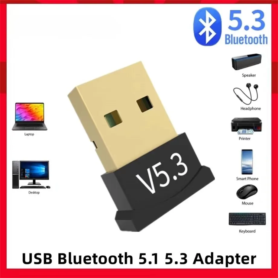 อะแดปเตอร์ USB Bluetooth 5.3 ไร้สายบลูทูธ 5.1 อะแดปเตอร์ Dongle สําหรับ PC แล็ปท็อปลําโพงไร้สายเครื่องรับสัญญาณเสียง USB Transmitter