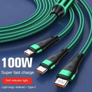 6A 120W 3-In-1ยูเอสบีชาร์จไวเคเบิลไมโคร USB ชนิด C สายชาร์จสำหรับที่ชาร์จสายเคเบิลโทรศัพท์ 1.2m
