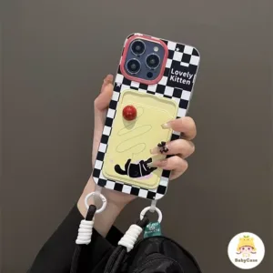 เคสไอโฟน 13 สำหรับ iPhone 16 15 11 13 12 14 Pro Max 16 7 8 15 14 Plus XR X XS Max SE 2020 การ์ตูนน่ารักลูกแมวกระเป๋าสตาง