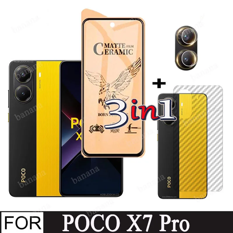 3 ใน 1 เลนส์ป้องกันฟิล์มสําหรับ POCO X7 Pro 5G เซรามิคฟิล์มกระจกนิรภัยสําหรับ Xiaomi POCO X7Pro C75 C65 C61 C40