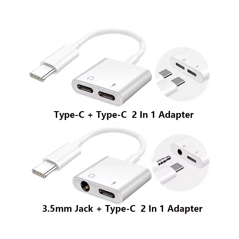 หางหนู Type C to 3.5mm USB C สายแปรงหูฟัง แปลงชาร์จและต่อหูฟัง 3.5 mmได้พร้อมกัน ใช้ได้กับไอแพด Samsungสายแปรงหูฟั