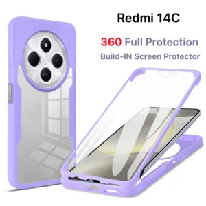 [2 In 1] เคส Redmi 14C 13C 4G 5G Redmi 13 ตัวป้องกันหน้าจอในตัว กันกระแทก ใส ป้องกันรอยขีดข่วน ป้องกันกล้อง 360 Ф เต็มตัว ทนทาน เคสป้องกัน