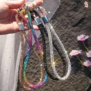 [IN] โทรศัพท์มือถือคริสตัลสายรัดข้อมือ Glitter Rhinestone โทรศัพท์ Lanyard พวงกุญแจแขวน Anti-lost เชือก TH
