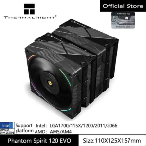 Thermalright PS120 EVO หม้อน้ํา CPU Cooler 76 มม.ท่อความร้อน CPU Air Cooler Dual PWM พัดลม 2150RPM คอมพิวเตอร์ Cooling ความเร็วสําหรับ AMD AM4 AM5/Intel 1700/1150/1151/017XX/2011