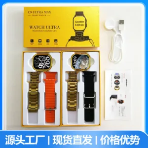 C9 ULTRA MAX Luxury Gold Smart Watch 2.09 นิ้วหน้าจอไร้สายบลูทูธ Heart Rate นาฬิกาสปอร์ต