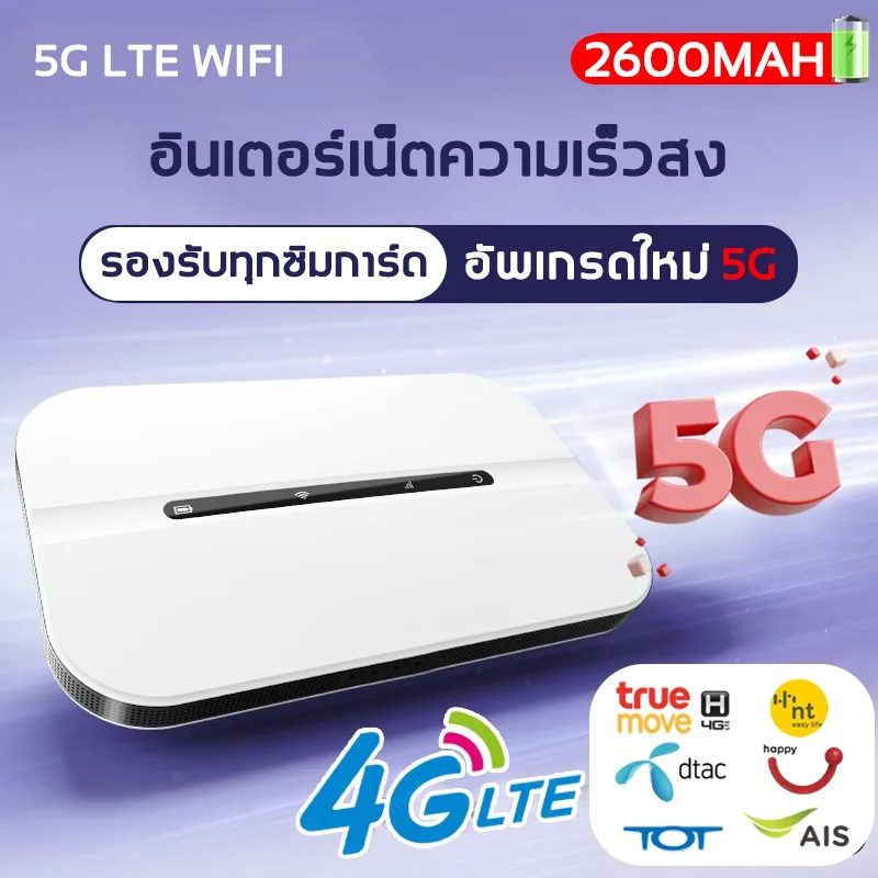 wifi พกพา pocket wifi 5g ใส่ซิม 300Mbps วายฟายพกพา  wifi ใส่ซิม ไวไฟพกพา สามารถเชื่อมต่อหลายเครื่อง