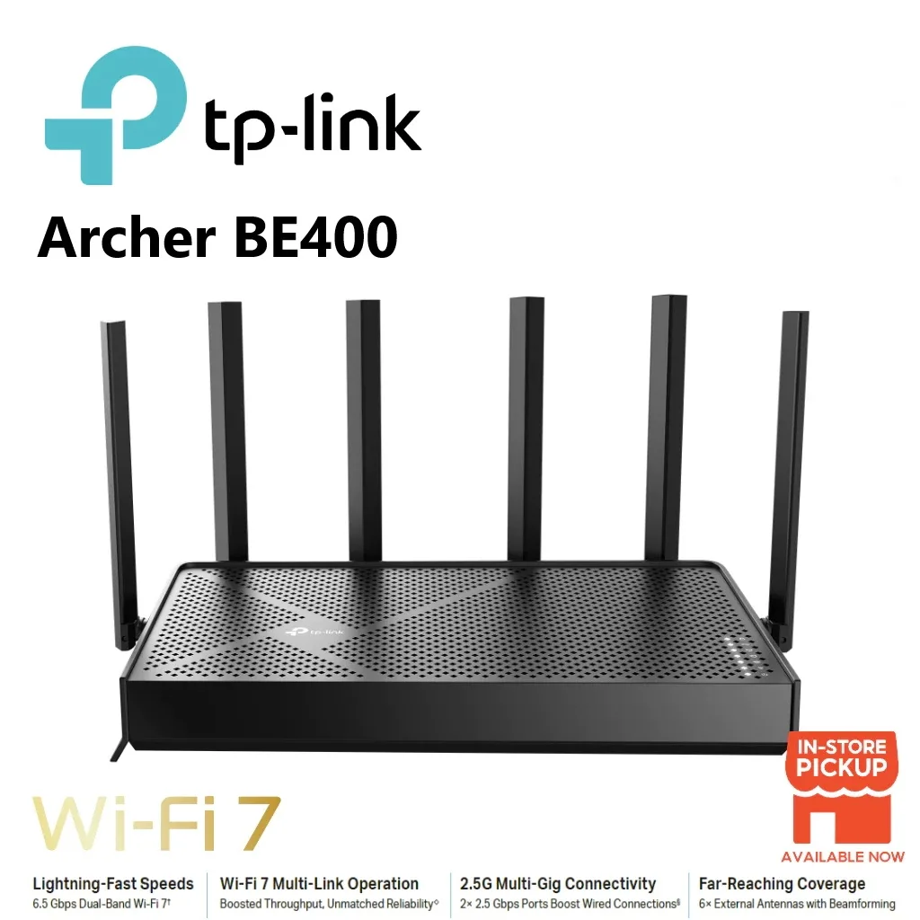 TP-LINK (Archer BE400) BE6500 Dual-Band Wi-Fi 7 Router สตรีมมิ่งความละเอียด 4K/8K ระบบ AR/VR ที่สมจริง