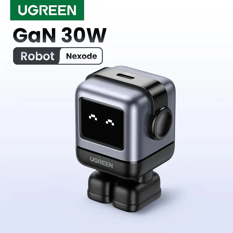 UGREEN 30W RoboGaN Charger USB C Mini Robot Nexode GaN Fast Charger for iPhone16 15 14 Pro Max Macbook iPad ปลั๊กชาร์จไว