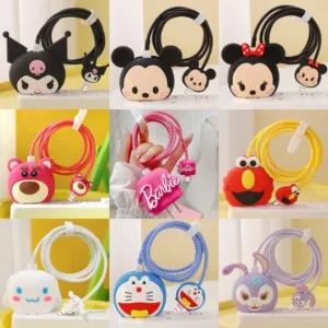 ฝาครอบป้องกันสายเคเบิลข้อมูล ที่ม้วนฝาครอบป้องกันเครื่องชาร์จลายการ์ตูนเหมาะสำหรับหัวชาร์จเร็ว IP 18/20w-CY