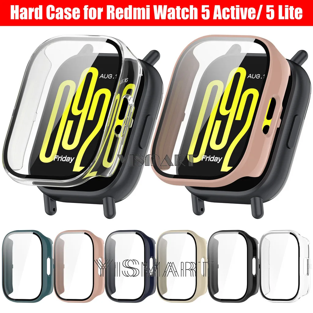 กรณีสําหรับ Redmi Watch 5 Active กระจกนิรภัยป้องกันหน้าจอ Hard PC ป้องกันกันชนสําหรับ Redmi Watch 5 Lite ฝาครอบอุปกรณ์เสริม