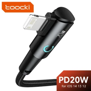 Toocki PD 20W สายชาร์จเร็ว Type C ถึง l0S สายเคเบิลข้อมูลข้อศอกสายชาร์จสําหรับเล่นเกม