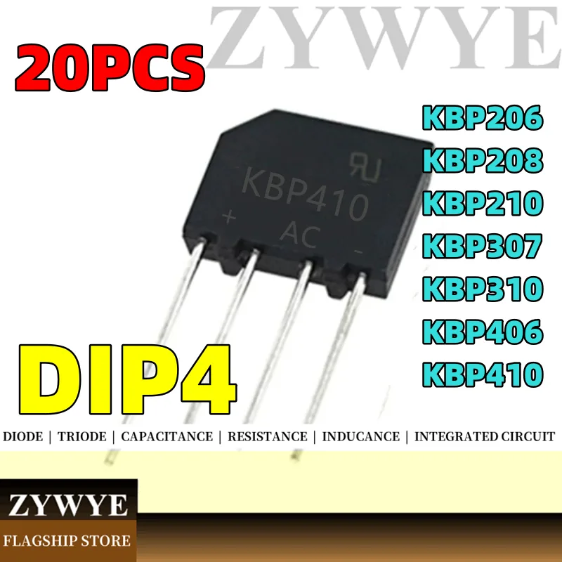 20pcs KBP206 KBP208 KBP210 KBP307 KBP310 KBP406 KBP410 4 ฟุตสะพานซ้อนสตรีมมิ่งสะพานแบน