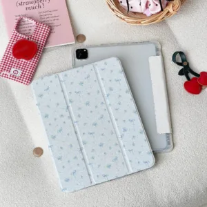 ✨พร้อมส่ง✨เคสไอแพด ดอกไม้ Gen8/7 Air5/4 Pro11 2024 Air6 11 mini7โบว์สีน้ำเงิน เคสipad Gen6/5 Air3