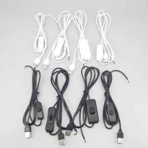 2 ขาสีขาวสีดํา DC 5V USB แหล่งจ่ายไฟชาย 501 เปิด/ปิดสวิทช์สายไฟชาร์จขยาย dimmer ซ่อมสายไฟสําหรับแถบพัดลม THH1