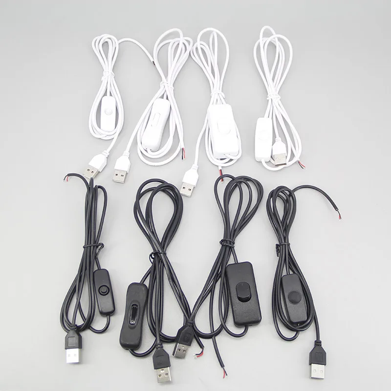 2 ขาสีขาวสีดํา DC 5V USB แหล่งจ่ายไฟชาย 501 เปิด/ปิดสวิทช์สายไฟชาร์จขยาย dimmer ซ่อมสายไฟสําหรับแถบพัดลม THH1