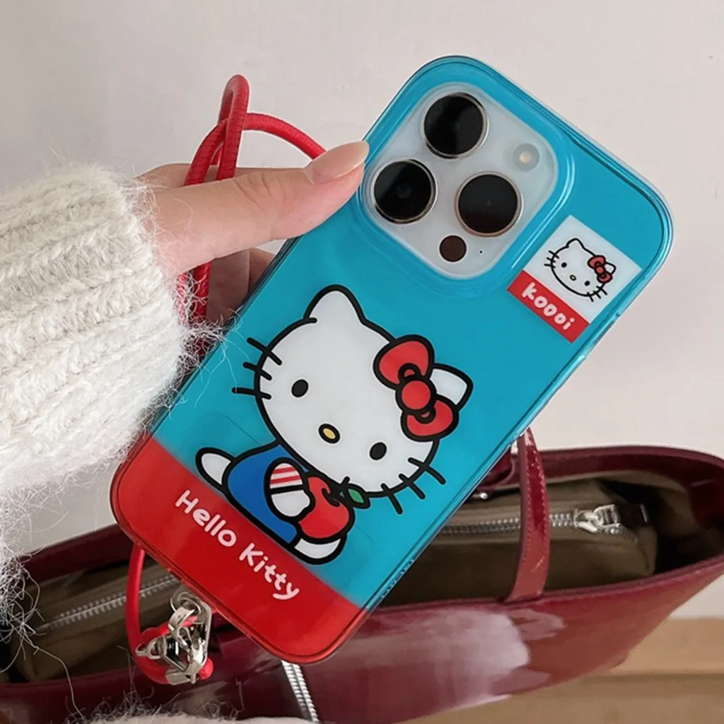 ปลอกสําหรับiphone 16 Pro Max 15 14 13P 12 การ์ตูนHello Kittyรูปแบบน่ารักกันกระแทกSoft TPU Anti-scratch Dirt Resistanceเคสโทรศัพท์พร้อมCross Bodyสายรัดฝาครอบป้องกัน