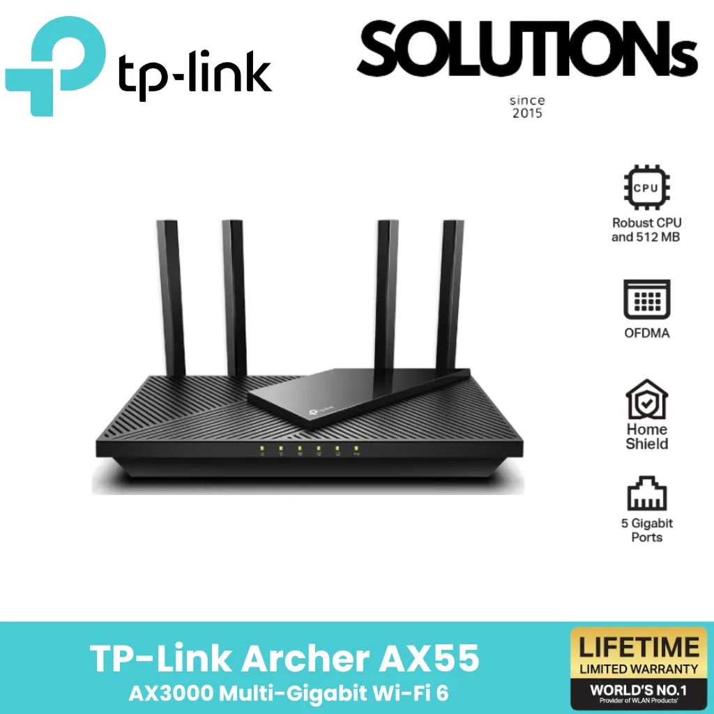 TP-Link Archer AX55 Dual Band Gigabit เราเตอร์ไวไฟ6 OFDMA สนุกกับการเล่นเกมส์ ดูไลฟ์อย่างไร้รอย