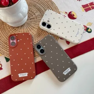 ✨❤️ ใหม่ ! เคสยางลายจุดสีครีม สีน้ำตาล หรือสีแดง (ภาพสินค้าจริง)