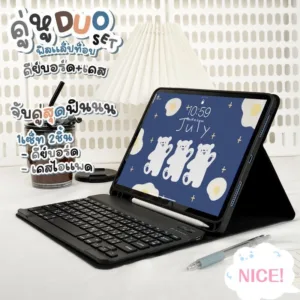 (คีย์บอร์ดภาษาไทย+เคส)สีลูกกวาดiPad 10.2 gen7/8/9/10.9 Air4/5 ซองหนัง iPad พร้อมเคสคีย์บอร์ดไร้สาย 9.7 Air3 Pro10.5