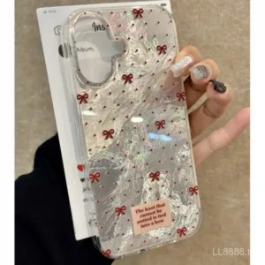 เคสโทรศัพท์มือถือสำหรับ iphone สดใส16/15promax สีแดงลายจุดโบว์13/12pro เคสป้องกันแบบหุ้มทั้งเครื่องกันกระแทกขนาดใหญ่ลายธารน้ำแข็ง14/11รุ่นใหม่6vs3
