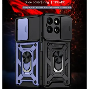 แหวนแม่เหล็กผู้ถือเคสโทรศัพท์สําหรับ Honor X6b X7C X 7C X 6B HonorX6b 4G เกราะกันกระแทกปลอกกดดึงหน้าต่างกล้องเลนส์ป้องกัน Hard PC กันชนปกหลัง Shell