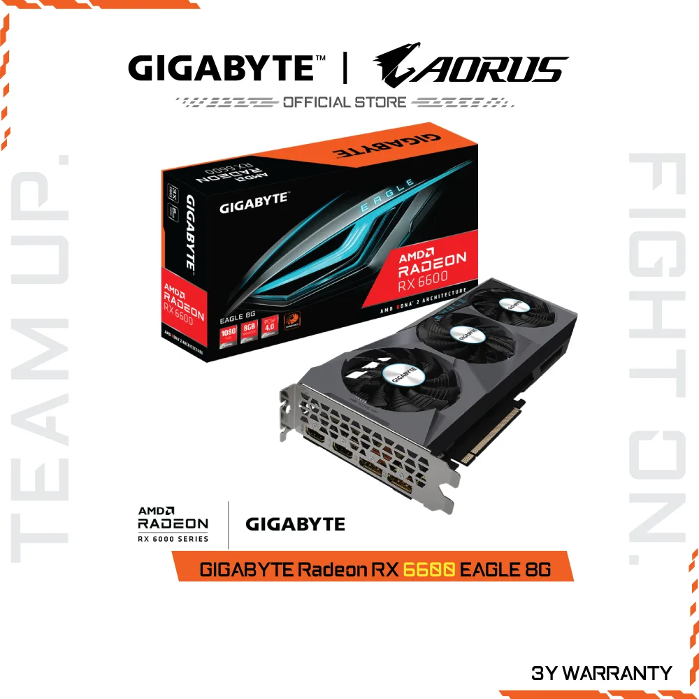 GIGABYTE Radeon RX 6600 EAGLE 8GB GDDR6 (VGA Card) GV-R66EAGLE-8GD-REV1.0
