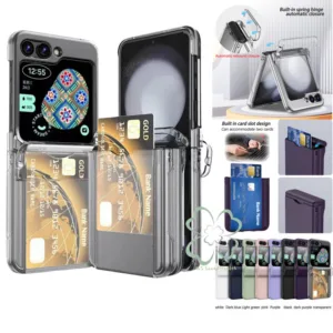 ผู้ถือบัตรอัตโนมัติ Rebound บานพับกรณีเต็มรูปแบบ Samsung Galaxy Z Flip 6 Zflip 5 Z Flip 4/3 ปลอกสีทึบ Hard PC กันกระแทกฝาหลัง Shell