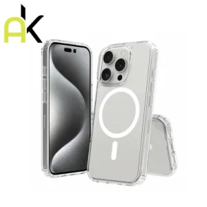 AK เคสกันกระแทกใส เคสแม่เหล็ก ใช้สำหรับ iPhone 16 11 12 13 14 15 Pro Max 15  Plus TPU Wireless charger Magnetic Case