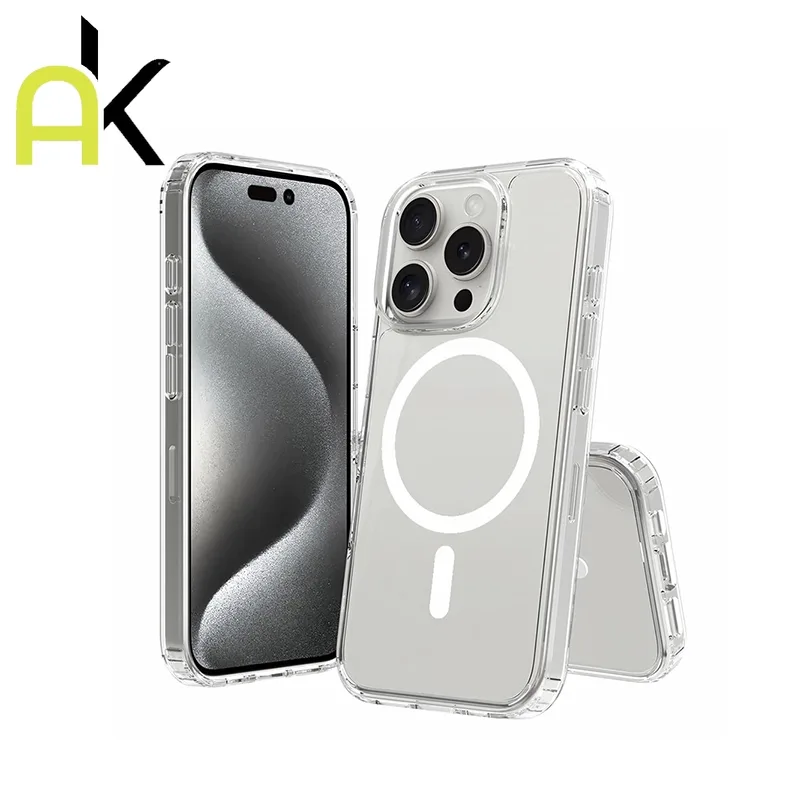 AK เคสกันกระแทกใส เคสแม่เหล็ก ใช้สำหรับ iPhone 16 11 12 13 14 15 Pro Max 15  Plus TPU Wireless charger Magnetic Case