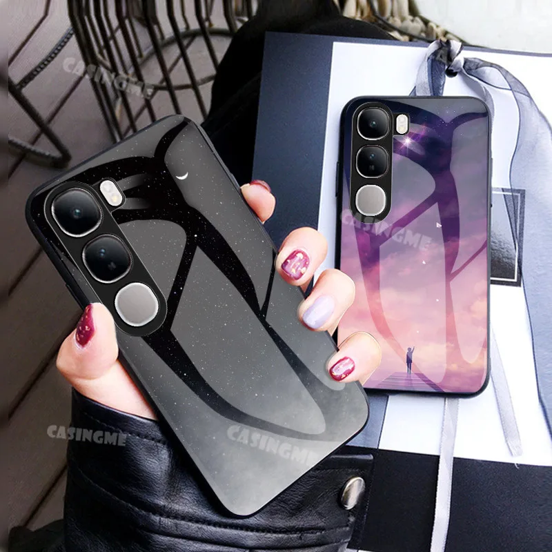 Vivo Y200 5G 2024 กระจกนิรภัยเคสโทรศัพท์สําหรับ Vivo Y200 VivoY200 Y200 200 Y 200 4G 5G 2024 Slim ปกหลัง Hard ปลอกกันกระแทก