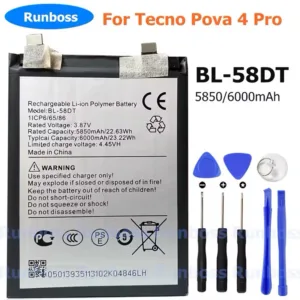 แบตเตอรี่ BL-58DT 5850/6000mAh ของแท้สำหรับ tecno pova 4 Pro
