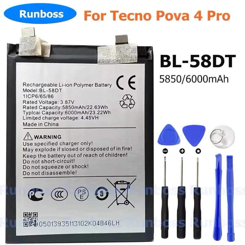 แบตเตอรี่ BL-58DT 5850/6000mAh ของแท้สำหรับ tecno pova 4 Pro