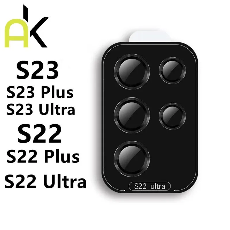 AK ใหม่ แหวนโลหะป้องกันเลนส์กล้อง พร้อมกระจกนิรภัย สําหรับ Samsung S24 S23 Ultra S22 Plus S23 Plus S22