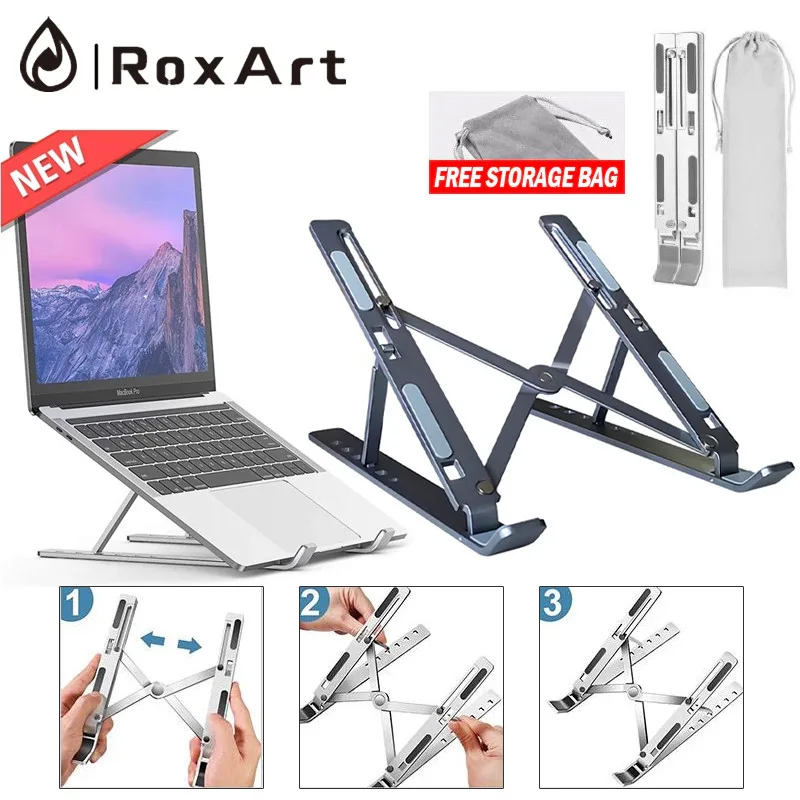 Roxart Laptop stand ขาตั้งโน็ตบุ๊ค ขาตั้งอลูมิเนียน แข็งแรง ทนทาน รับน้ำหนักได้ดี ปรับความสูงได้สองเท่า