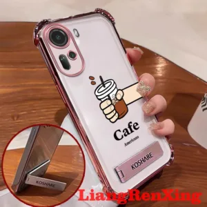FOR เคส Case สำหรับ OPPO Reno 11 Pro Reno 11 5g 2023 โทรศัพท์ปลอก softcase ซิลิโคนกันกระแทกปกการออกแบบใหม่กับผู้ถือล้างความงามกาแฟ SJCBKF01