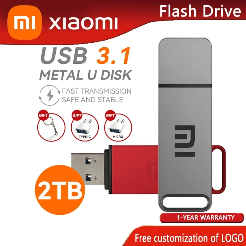 Xiaomi USB3.1 แฟลชหน่วยความจําไดร์เวอร์ 8TB 4TB 2TB 1TB โลหะปากกากันน้ํา 32GB แบบพกพาถาดเก็บ