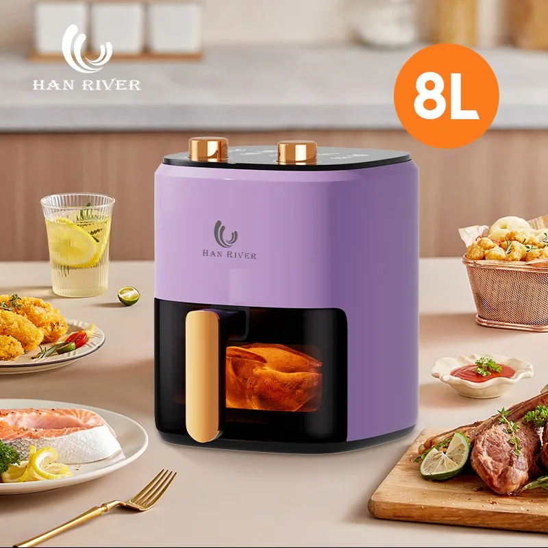 8L เครื่องทอด 1400W หม้อทอดไร้น้ำมัน สัมผัสหน้าจอ เมนูตั้งค่าล่วงหน้า เตาอบลมร้อน 360° รับประกัน 1ปี