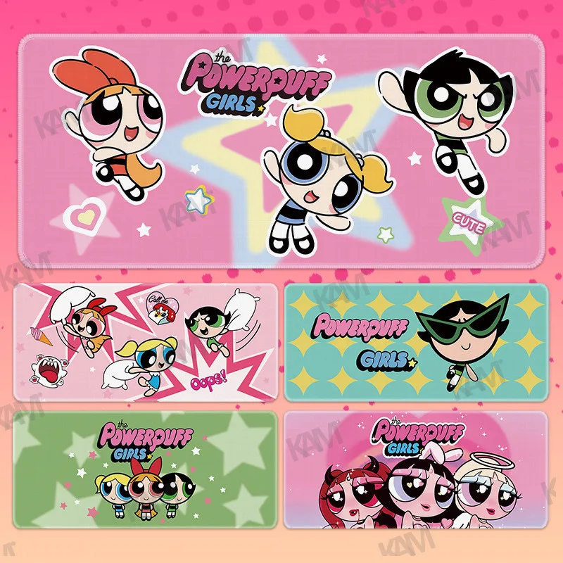Kam การ์ตูน Powerpuff Girls แผ่นรองเมาส์สําหรับเล่นเกมขนาดใหญ่หนา 800mmx300mm แผ่นรองโต๊ะแผ่นรองเมาส์คอมพิวเตอร์กันน้ํา HD พิมพ์สํานักงานแป้นพิมพ์แผ่นรองเมาส์ตกแต่งห้อง