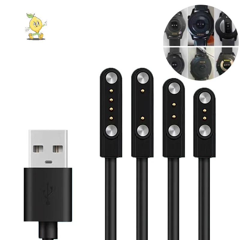 [mozh] Universal Smart Watch Charger สายไฟสายชาร์จแม่เหล็ก 2 Pin 4 Pin USB Charger สําหรับ 7.62 มม.2.54 มม. 4 มม.สายชาร์จ [TH]