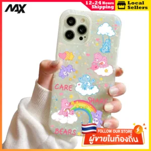 เคสไอโฟน13 กรณีเชลล์รูปแบบกระดาษแข็ง หมีสี for IPhone 13 15 7Plus 14 12 11 Pro MAX 8 6 7 6S Plus X XR XS