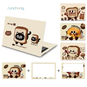 【3 ชิ้น】ขนมปังแมวออกแบบเดิมสติกเกอร์แล็ปท็อปสากลกันน้ำกันฝุ่นน้ำมันวัสดุพีวีซี 10/12/13/14/15/17