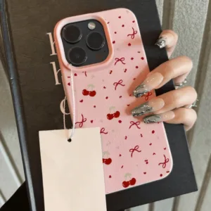 โบว์เชอร์รี่ เคสมือถือ for iPhone 13 16 11 16 Pro Max 16 Plus 12 14 Pro Max XR XS Max Soft Case เคสโทรศัพท์ซิลิโคน
