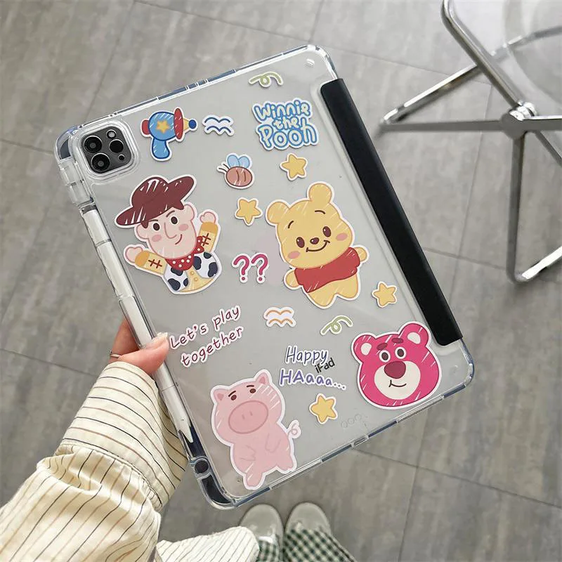 006. เคสฝาพับ หลังใสขุ่น มีช่องปากกา สำหรับ xiaomi Pad Pro 12.1 Redmi Pad SE 8.7 11 เคสกันกระแทก ลายการ์ตูน น่ารัก
