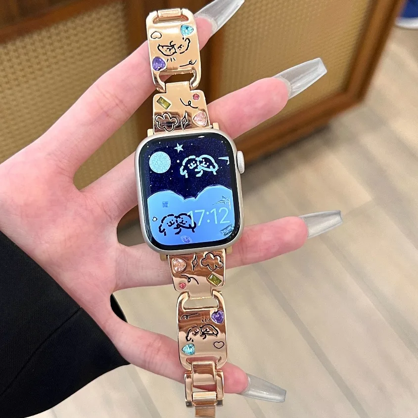New Inlaid Gemstone Watchband For Watch Series10 9 8 7 6 5 4 3 2 1